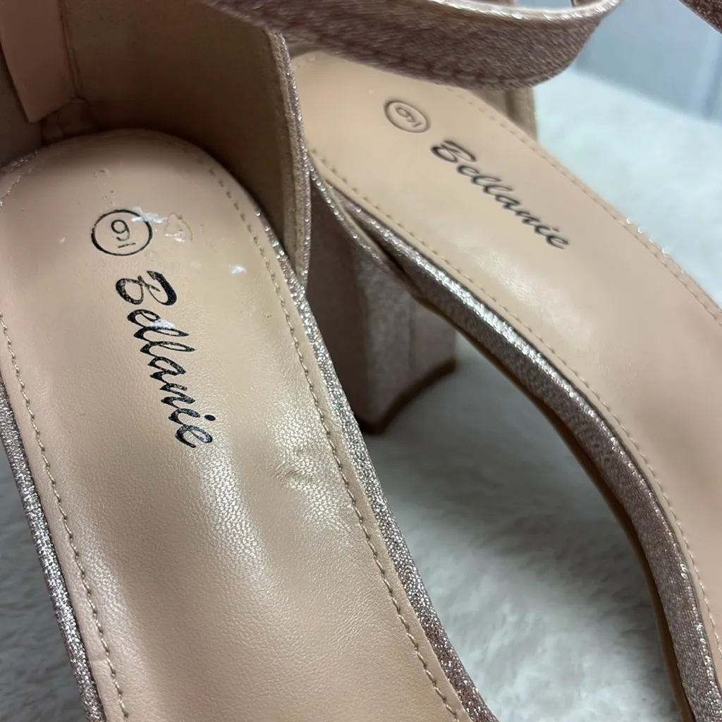 Ralph Lauren Bellanie Pink‎ low block Glitter Rose Gold  Strap Size 9 - Image 16