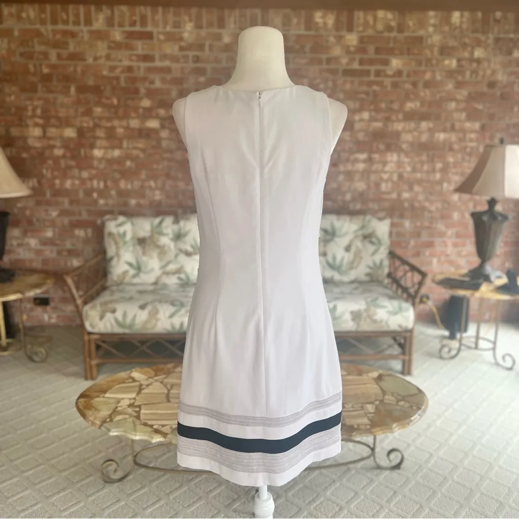 WHBM Dress Sheath Sleeveless Mini Striped 6 Work Job Cocktail Lunch Brunch Mod - Image 8