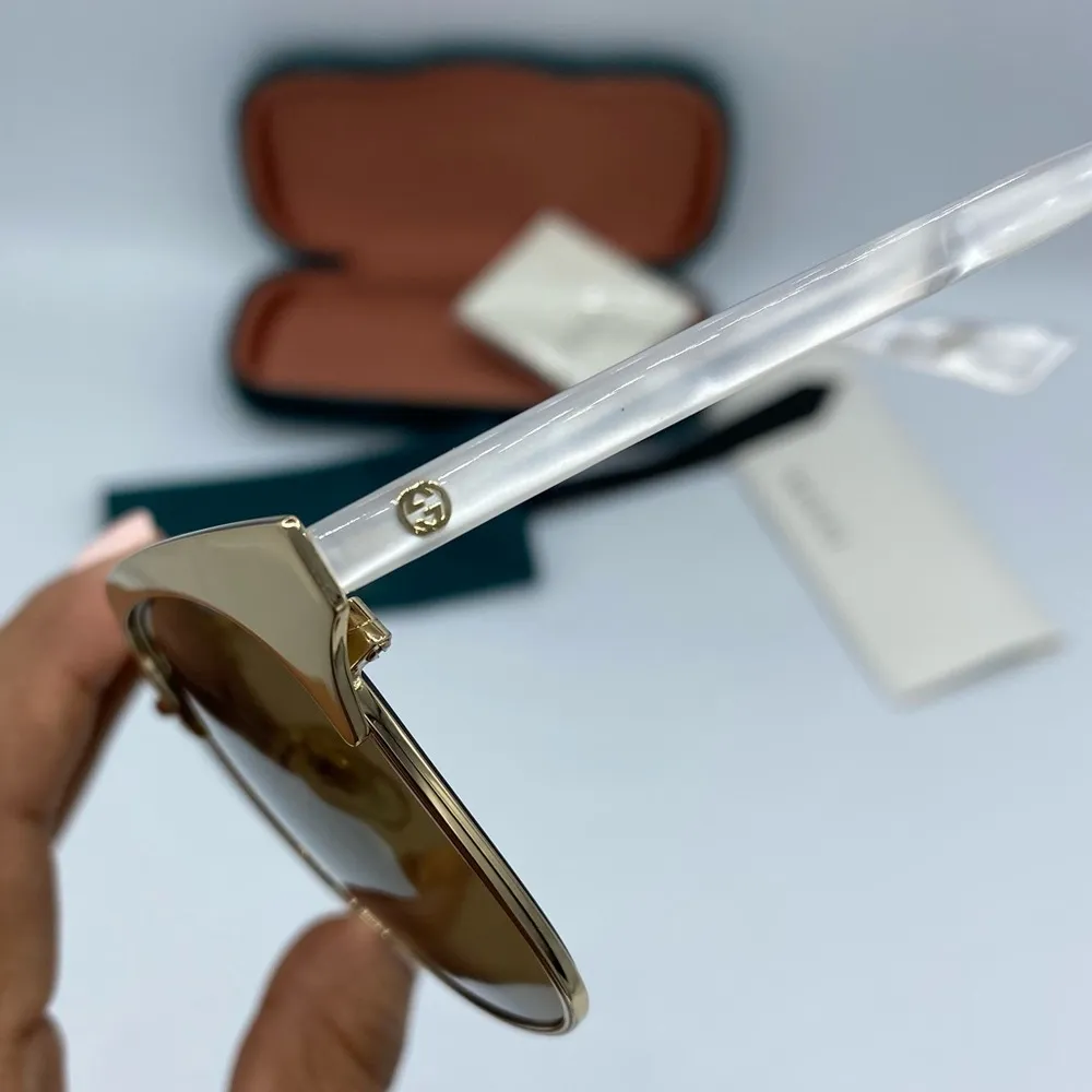 GUCCI Endura Gold 55mm Clubmaster Cat Eye Sunglasses NEW - Image 10