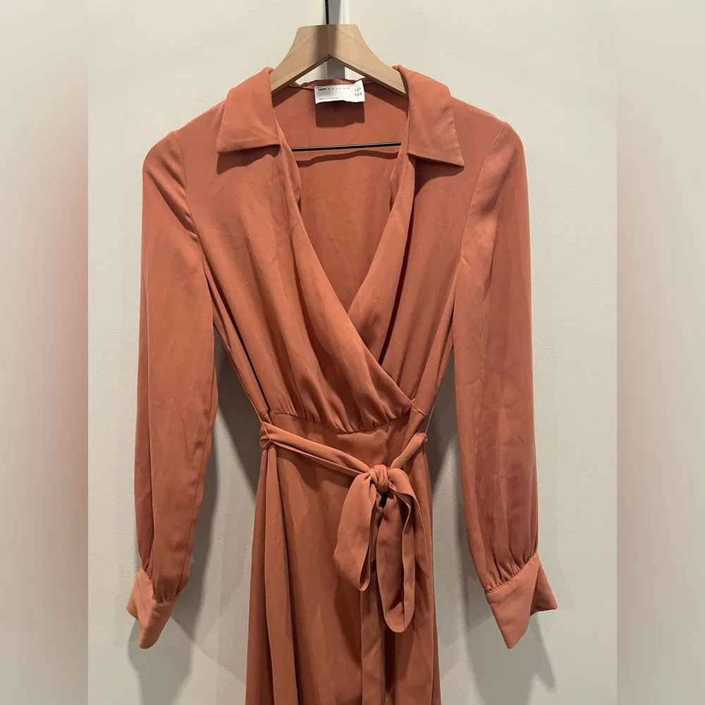 Asos Design Collared Wrap‎ Midi Dress With Tie Belt Size 2 - Image 3