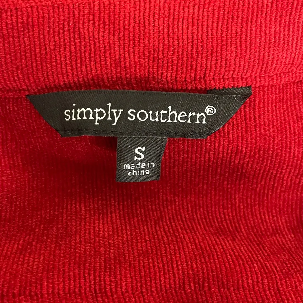 Simply Southern Red Corduroy Tiered Dress Sz Small Mini Short - Image 5