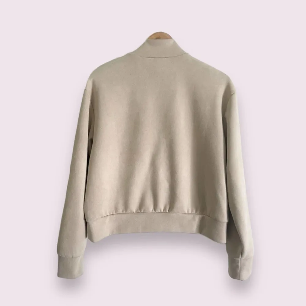 TAHARI cream pullover quarter zipped suede textured sweater​​​​​​​​​​ - Image 3