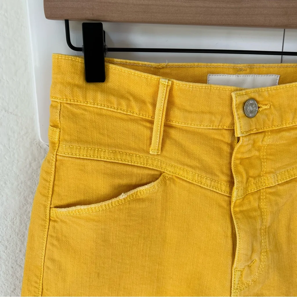 NWT MOTHER The Dazzler Seamed Yoke High Waist Shorts in Yellow Size 25 - Image 7