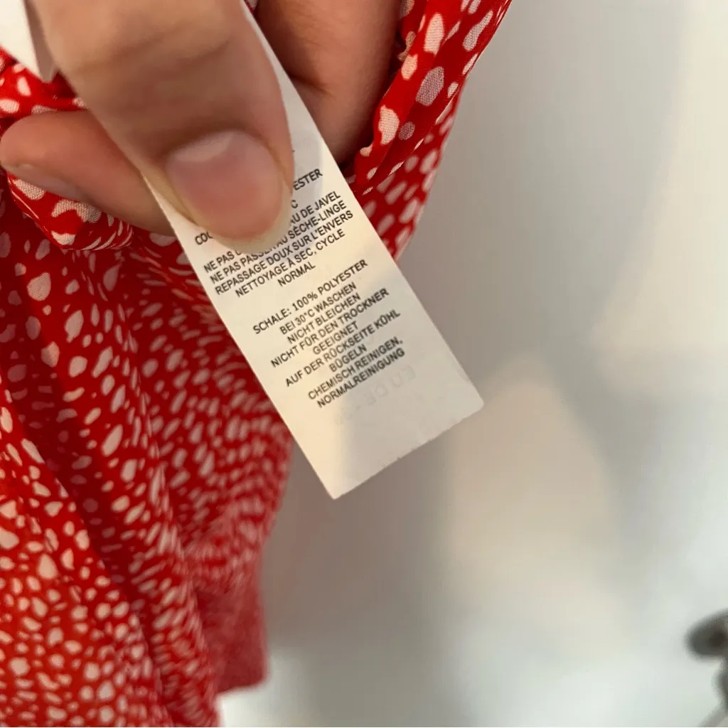 Nasty Gal Red spotted polka dot Spaghetti Strap Midi slip dress belted scarf - Image 6