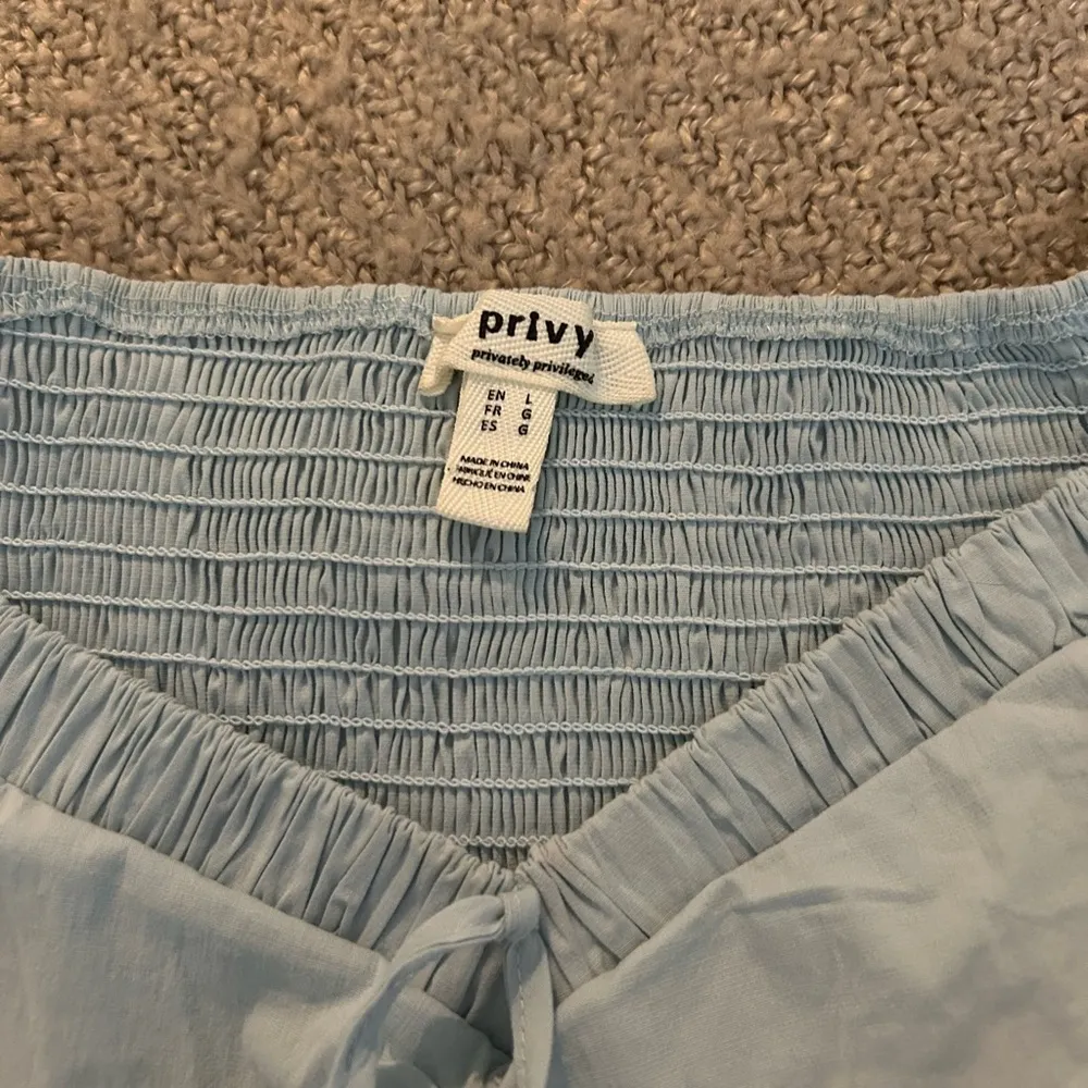 Privy Blue Puff Sleeve Crop Blouse - Image 4