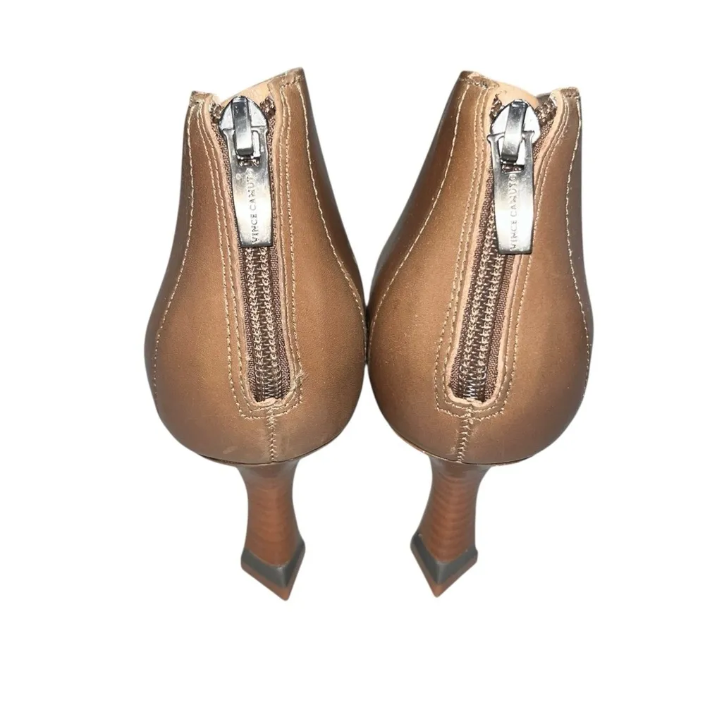 NEW Vince Camuto Brown Leather Jesilia Zip Ankle Booties Sandals Shoes size 8.5 - Image 7