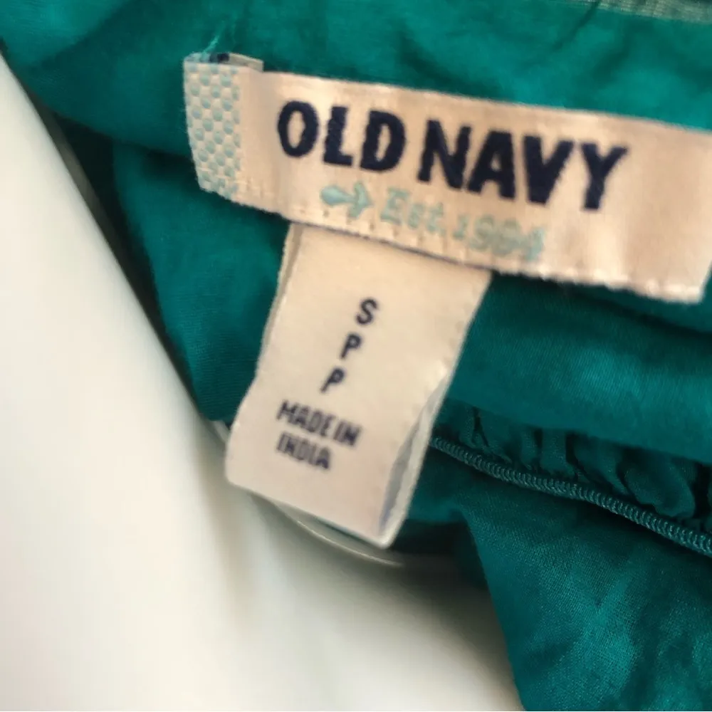 Old Navy Coverup top small Turquoise With Pom Pom Trim & Embroidery - Image 2