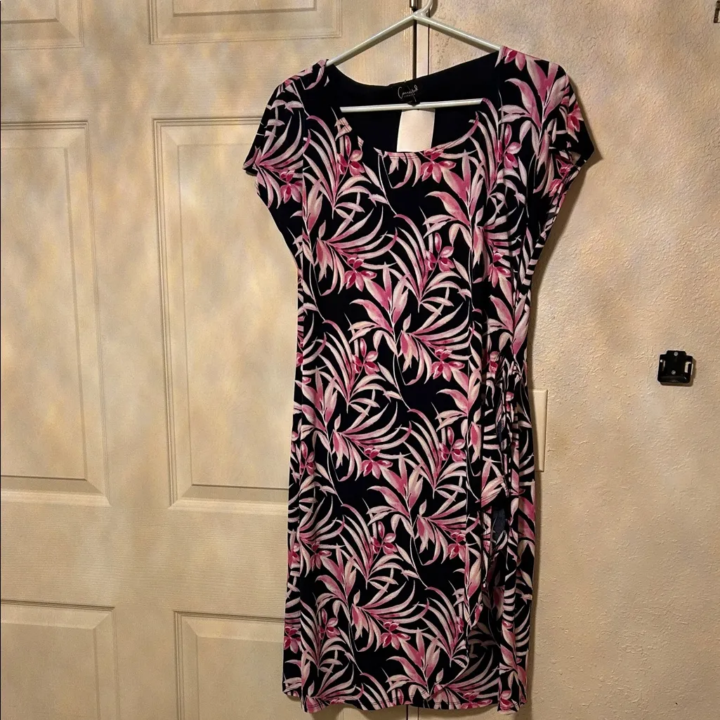 Connected Apparel Black and Pink Midi Dress - Image 2