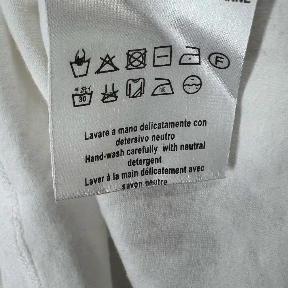 Pinko Biografo T Shirt Womens M White Studded Crystal Embellished Comfort Italy Size M - Image 14