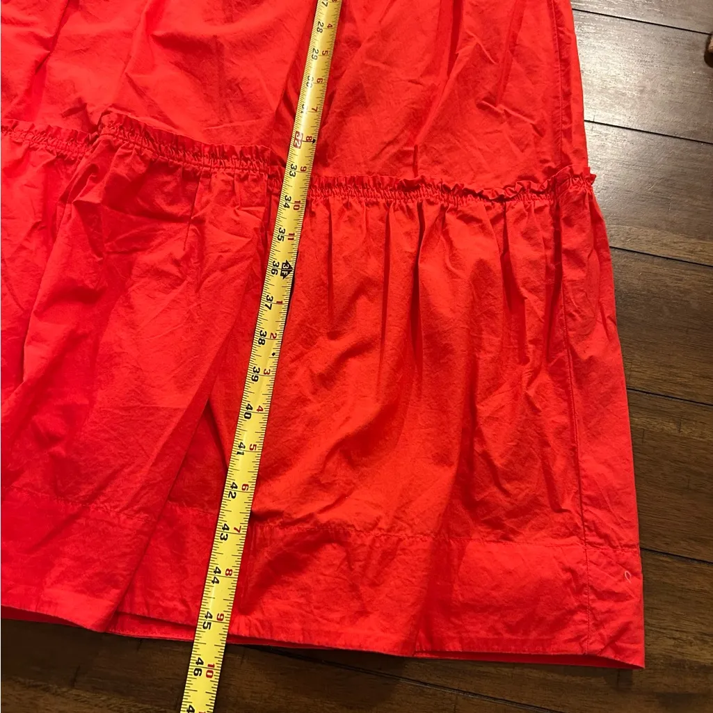 Madewell Bright Red Cattail Lined Tiered Maxi Dress Size Medium MSRP 128.00 - Image 5