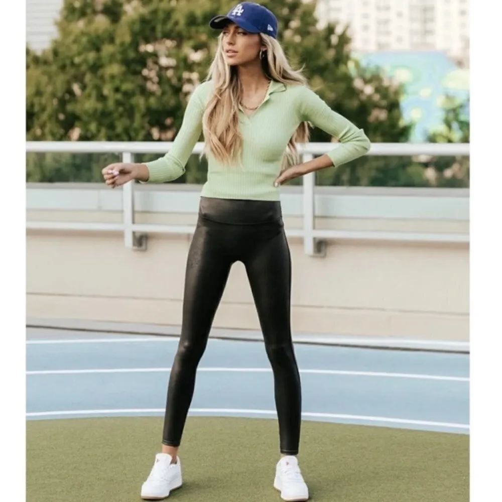 Spanx Faux Leather High Rise Leggings in Black Shapewear Contemporary Size Small - Image 10