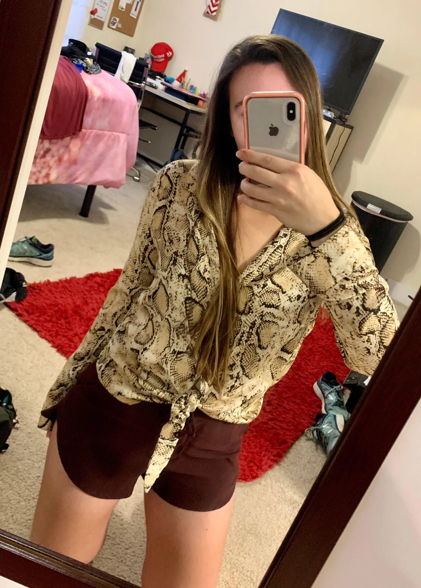 Snakeskin Tie Button Top - Image 7