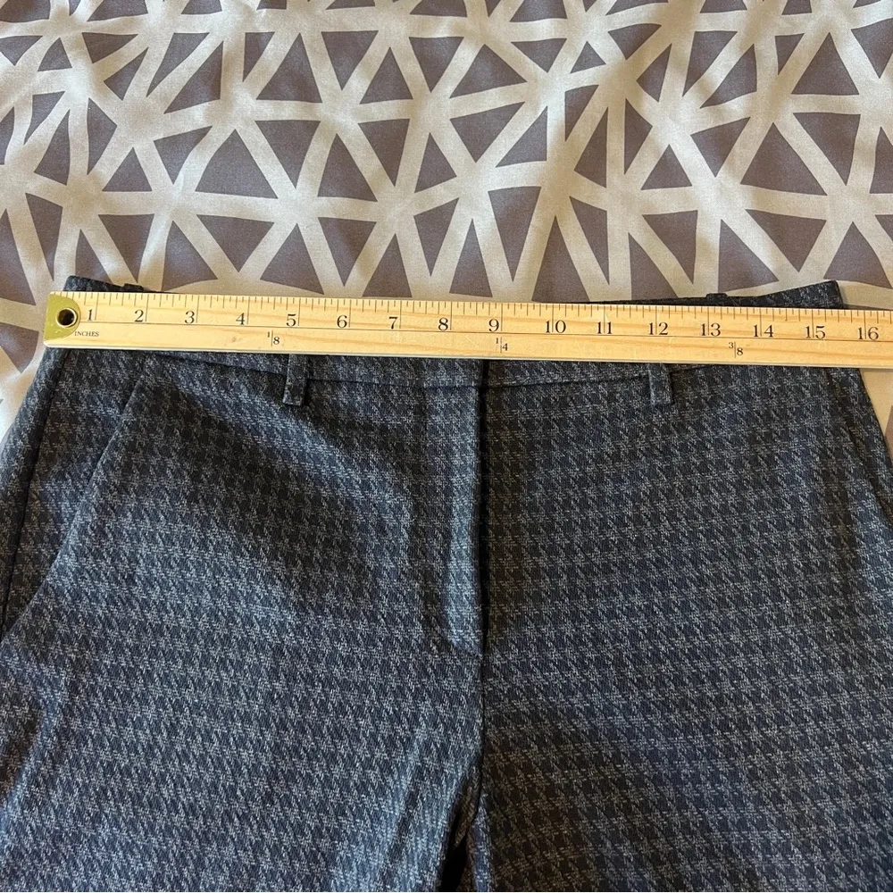 Theory Stretch Knit Twill Houndstooth Tailored Trouser Pants Straight Leg Size 6 - Image 12