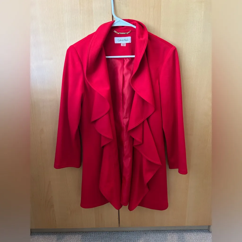 Calvin Klein Women's Scarlet Ruffle Blazer - Image 4