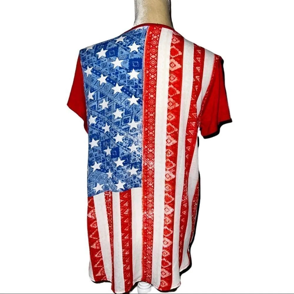 Marci red white and blue patriotic top, split front! Red Size XL - Image 4