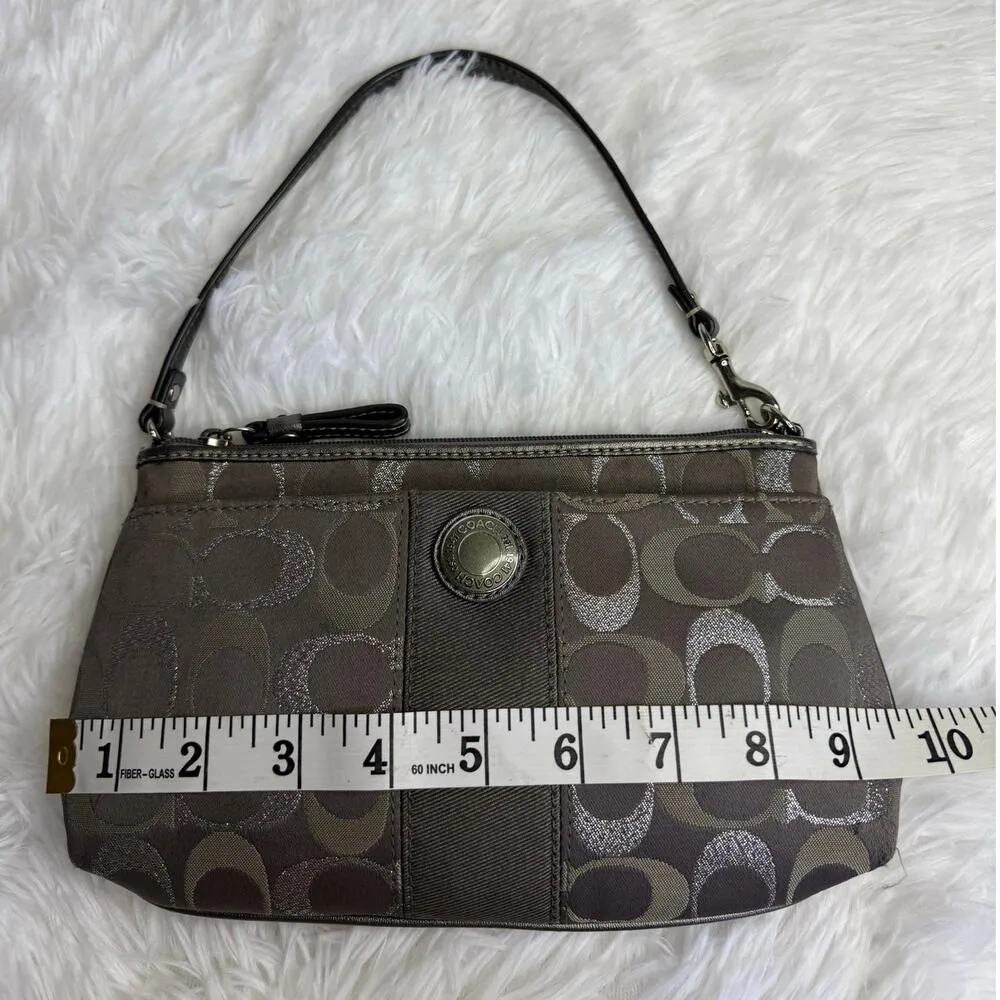Coach  y2k Gray Silver Signature Canvas  Mini Purse Wristlet - Image 10