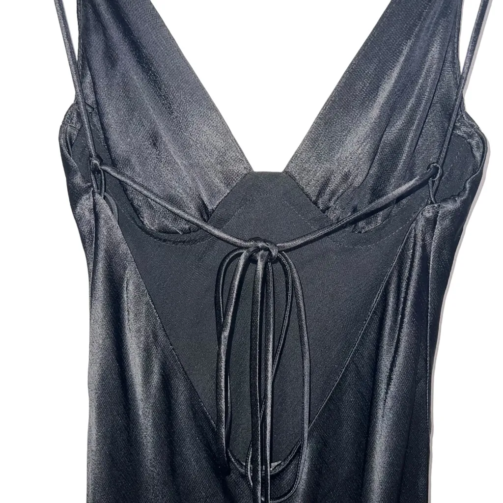 NEW NWT Bec + Bridge Ren Split Satin Maxi Dress Black - Image 9