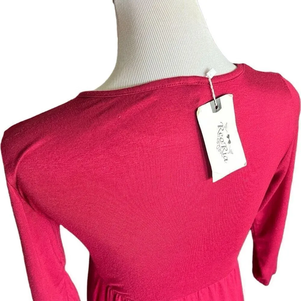 NWT Womens ReoRia 3/4 Sleeve Cranberry Jersey Knit Maxi Dress - Image 4