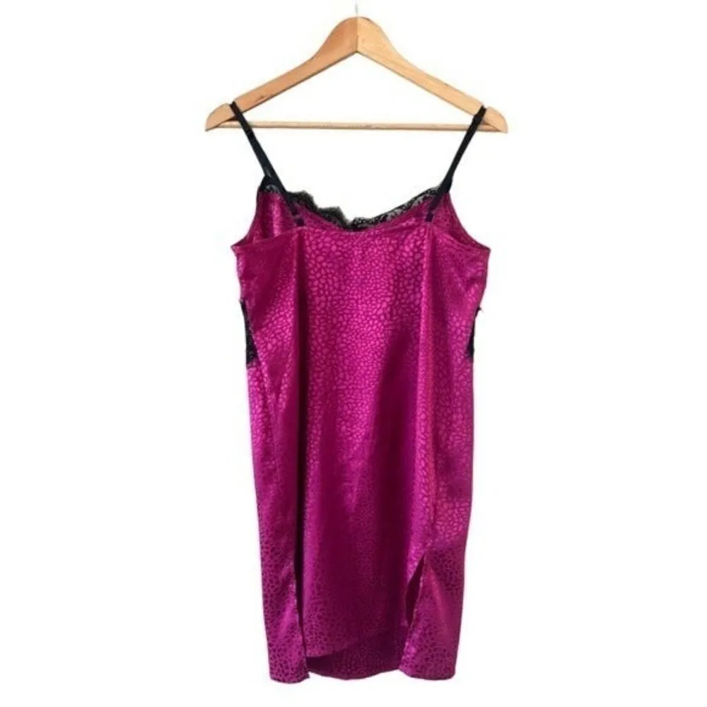 NASTY GAL Into The Groove Satin & Lace Mini Slip Dress Fuchsia Black Size 4 NEW - Image 12