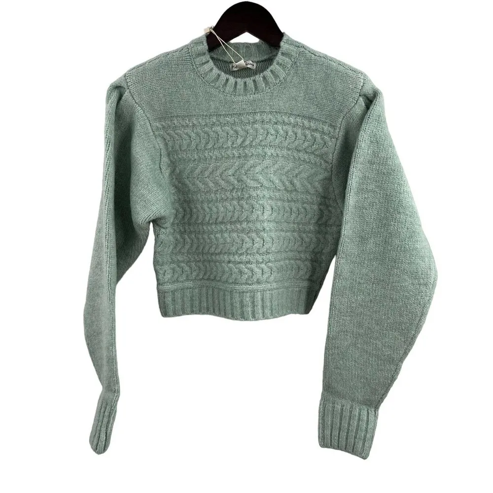 For Love & Lemons Dominique Green Cable Knit Sweater XXS New - Image 45