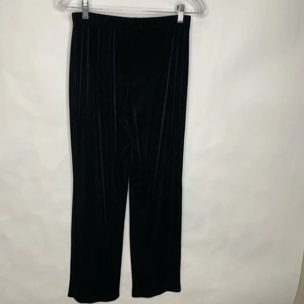 Vintage Black Velour Pants Sz Small Straight Leg - Image 5