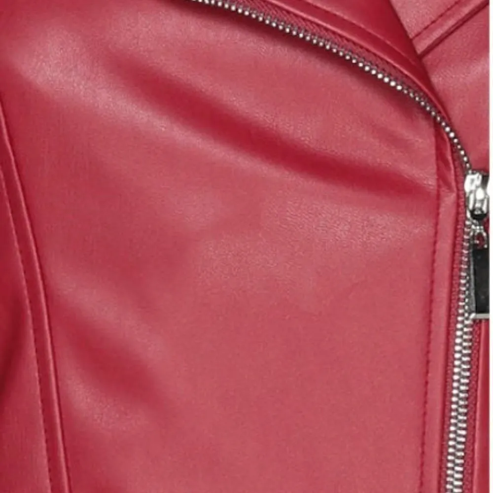 VANESSA SCOTT FAUX LEATHER TASSLE CROPPED JACKET Size: L Pearlized Mauve Purple Size L - Image 4