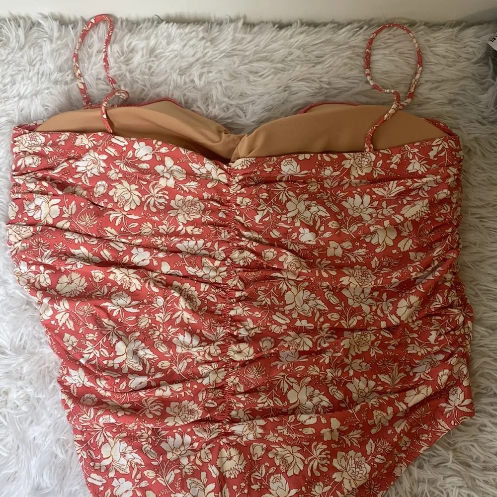 J. Crew Ruched sweetheart one-piece in tossed floral Swimsuit PInk White 24 NWT - Image 6