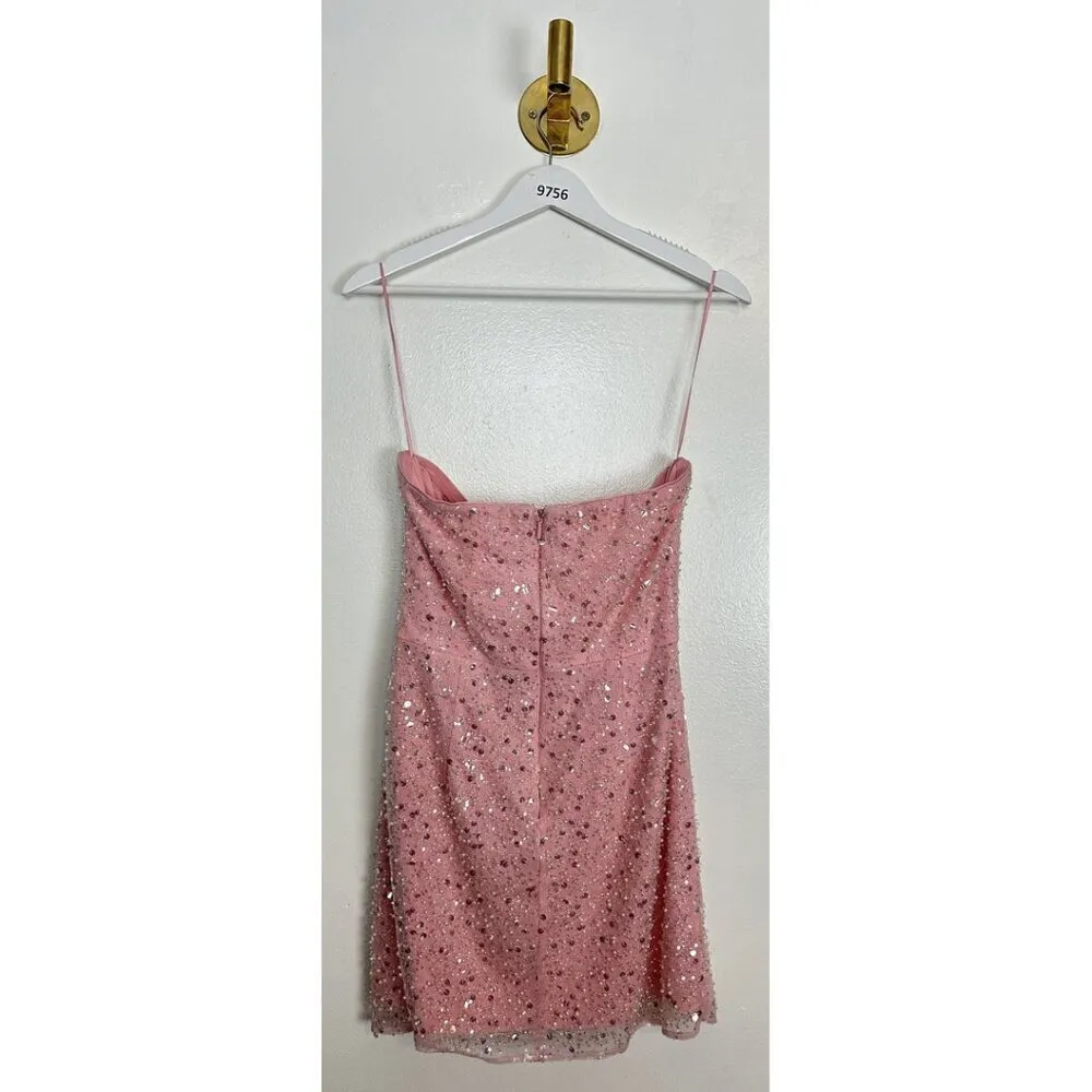 DRESS THE POPULATION Crystal Sequin Strapless Body-Con Minidress in Blush Multi - Image 8