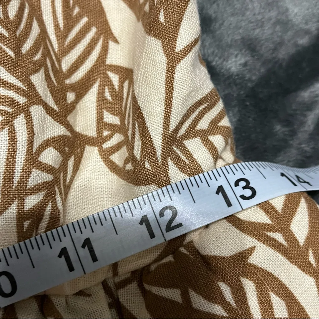 House of Harlow 1960 Tropical Leaf Plunge Linen Mini Dress Size Medium Tan - Image 7