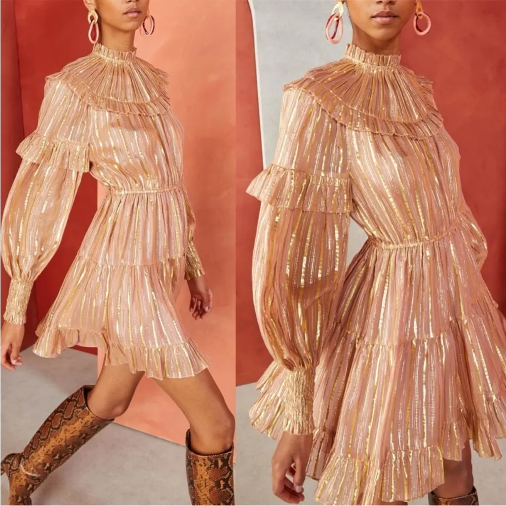 Ulla Johnson Averil Ruffled Georgette Dress in Blush - Image 2