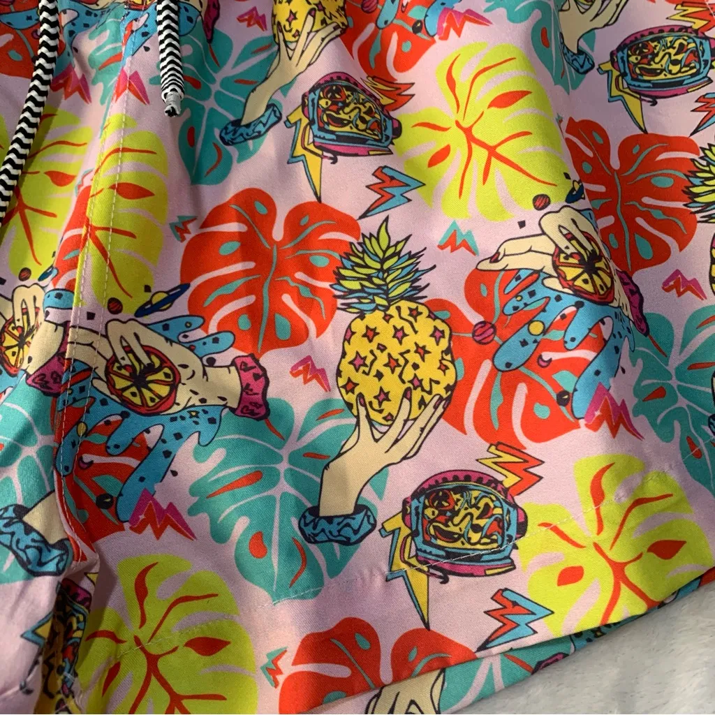Boardies size large women's tropical pineapple Apparel Colorful Swim Shorts Pink - Image 7
