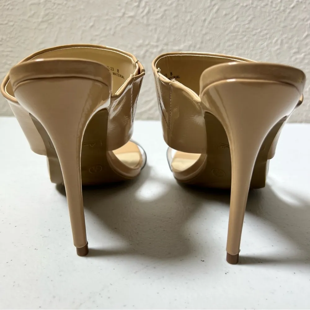 Anne Michelle Neutral Clear Lucite Slip On Heels - Image 8