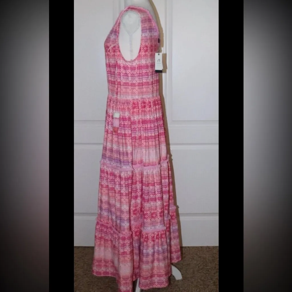 Cabana Life Napa Tiered Maxi Dress Pink UPF 50+ Size Large Resortwear Vacation - Image 5