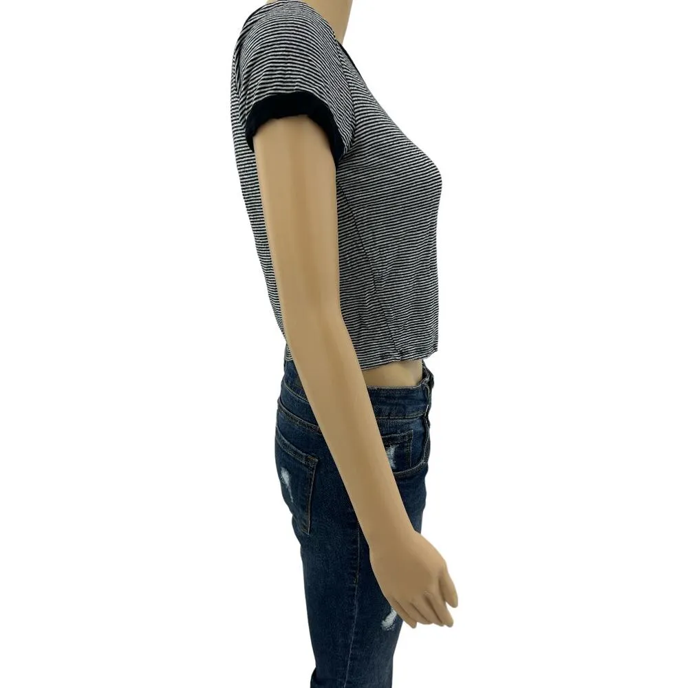 Ringostone MEDIUM Black Striped Panda Donut Worry Crop Baby tee Shirt T - Image 3