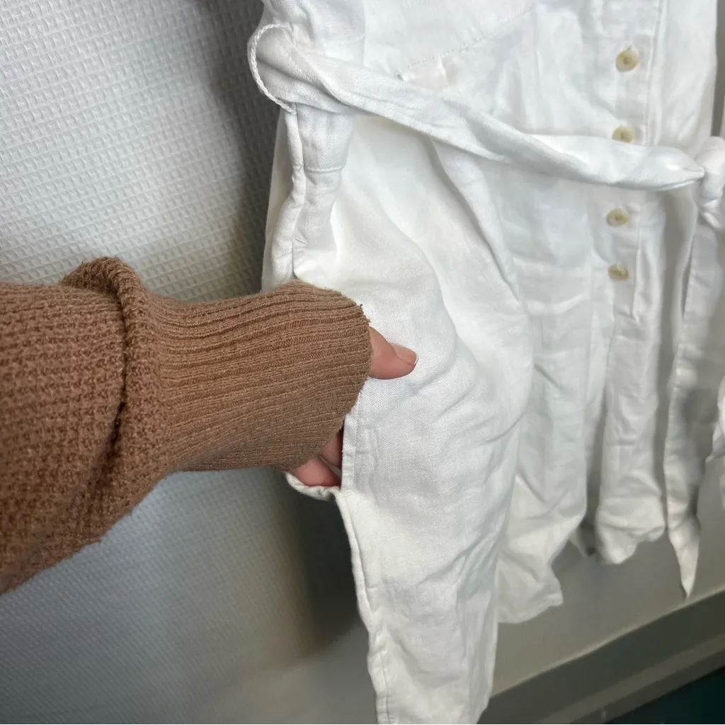 Lands' End | 18W White V-Neck Romper 100% Linen‎ - Image 4