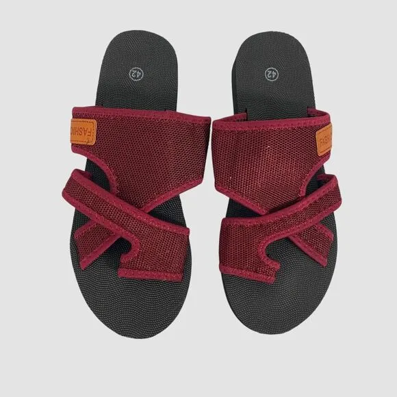 NEW Black Purple Burgundy Mesh Sport Athletic Sandals / Flip Flops EU 42 US 11.5 - Image 2