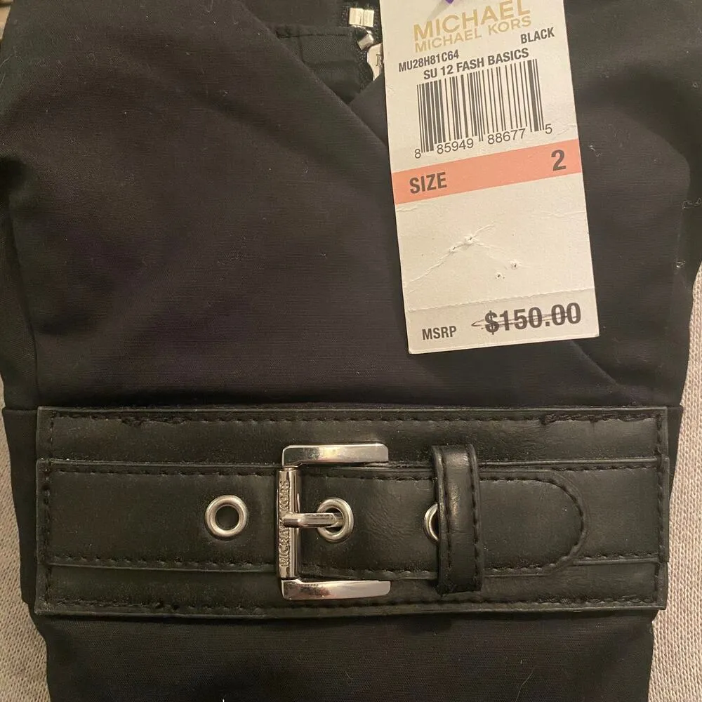 Michael Kors Bodycon Silver Belt Buckle Sexy Little Black Dress Mini Length LBD - Image 6