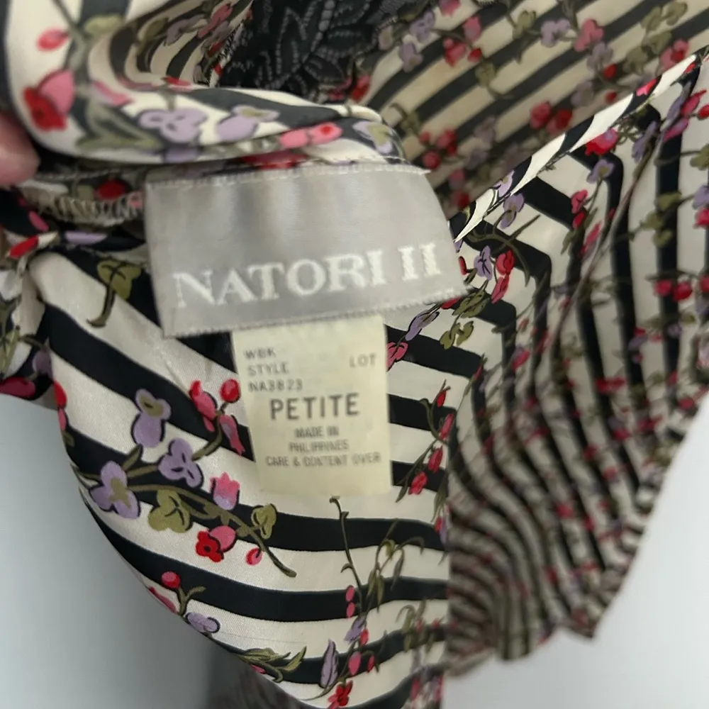 Natori II Striped Floral Lace Trim Cami Petite - Image 2