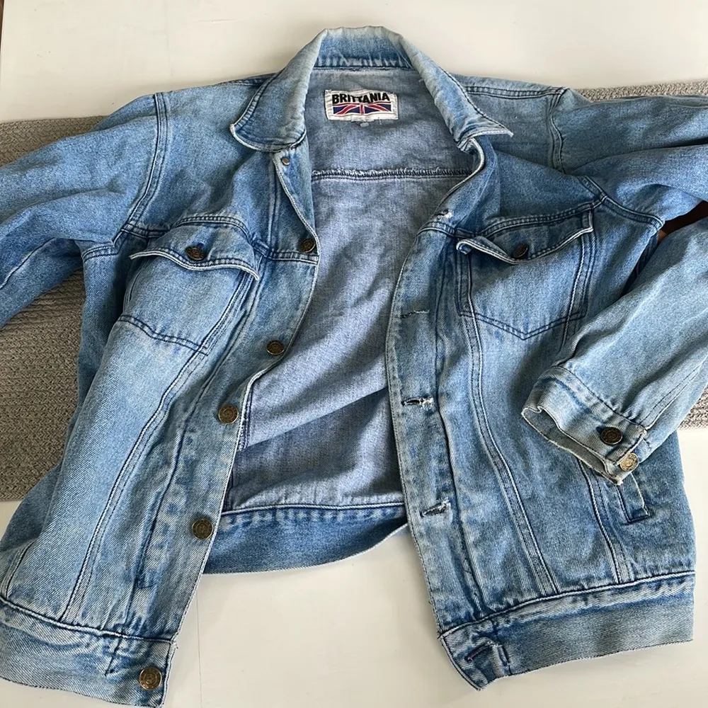 Vintage 80’s Britannia Oversized Denim Jean Jacket Size Large Blue - Image 9