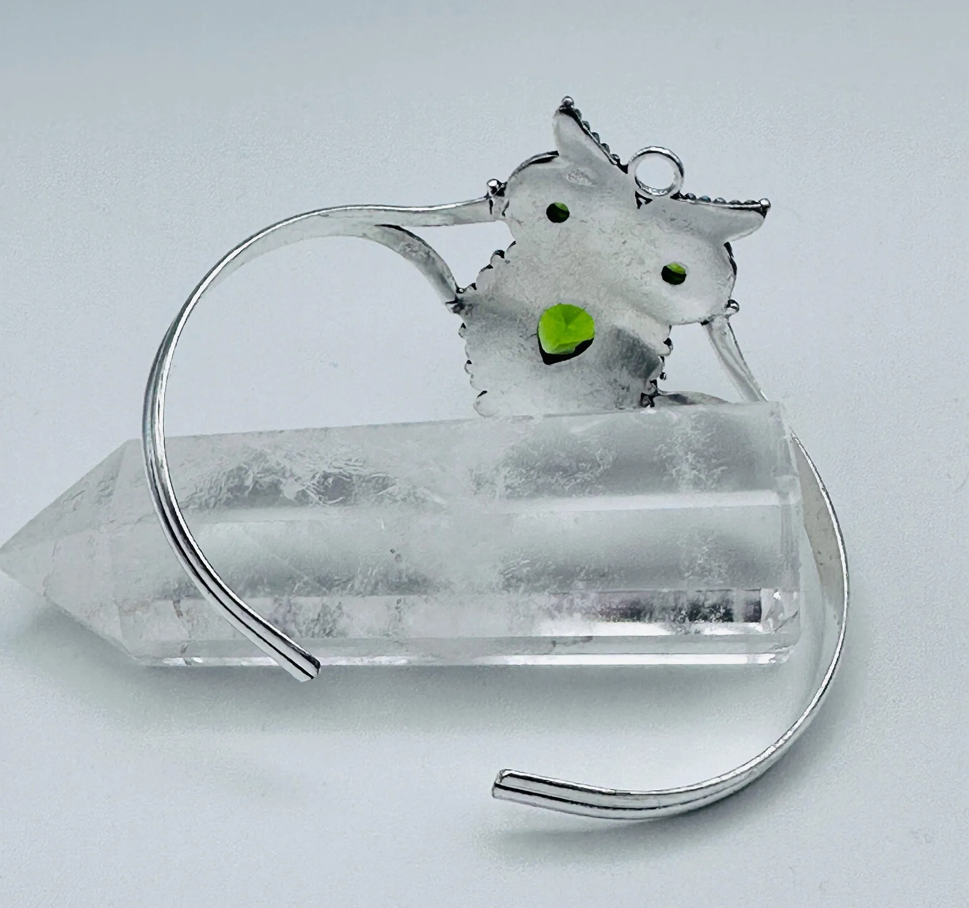 Peridot 925 Silver Plated Vintage Owl Adjustable Cuff Bangle Bracelet Green - Image 4