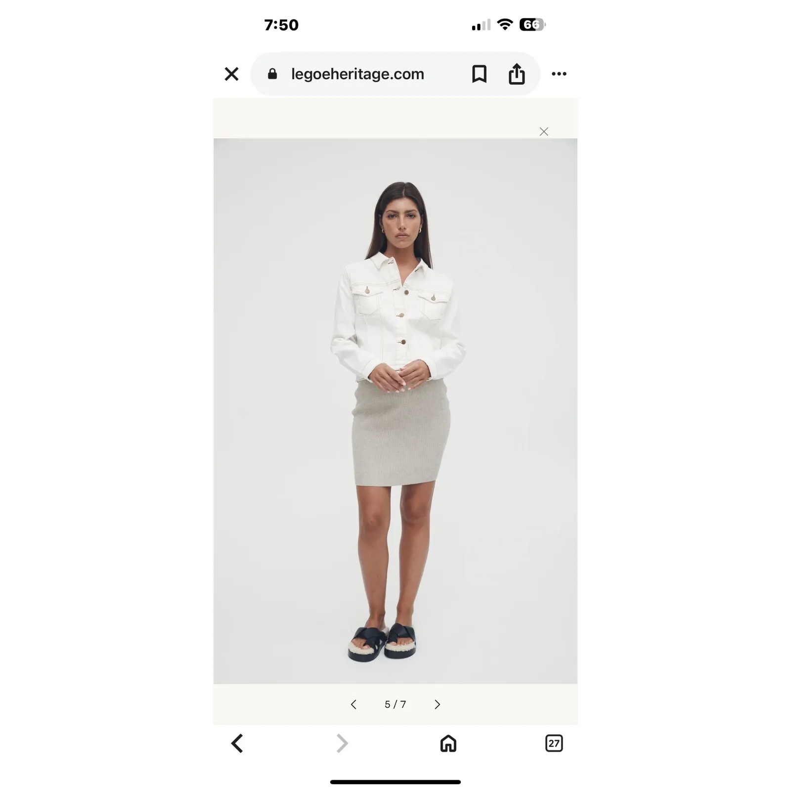 LEGOE HERITAGE Maternity Cropped Denim Jacket Size 0 Gold Stitching Button Front White - Image 12