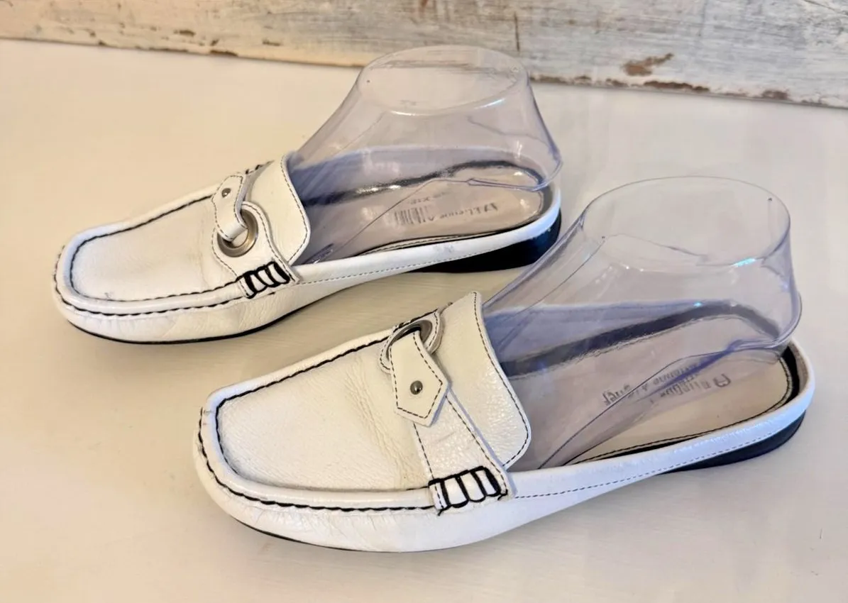 Etienne Aigner Willow Shoes Womens Size 7 White Leather Loafer Mules Flat Slide - Image 1