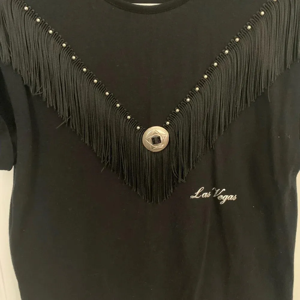 Las Vegas Tassel Western Style Tee Silver Size M - Image 2