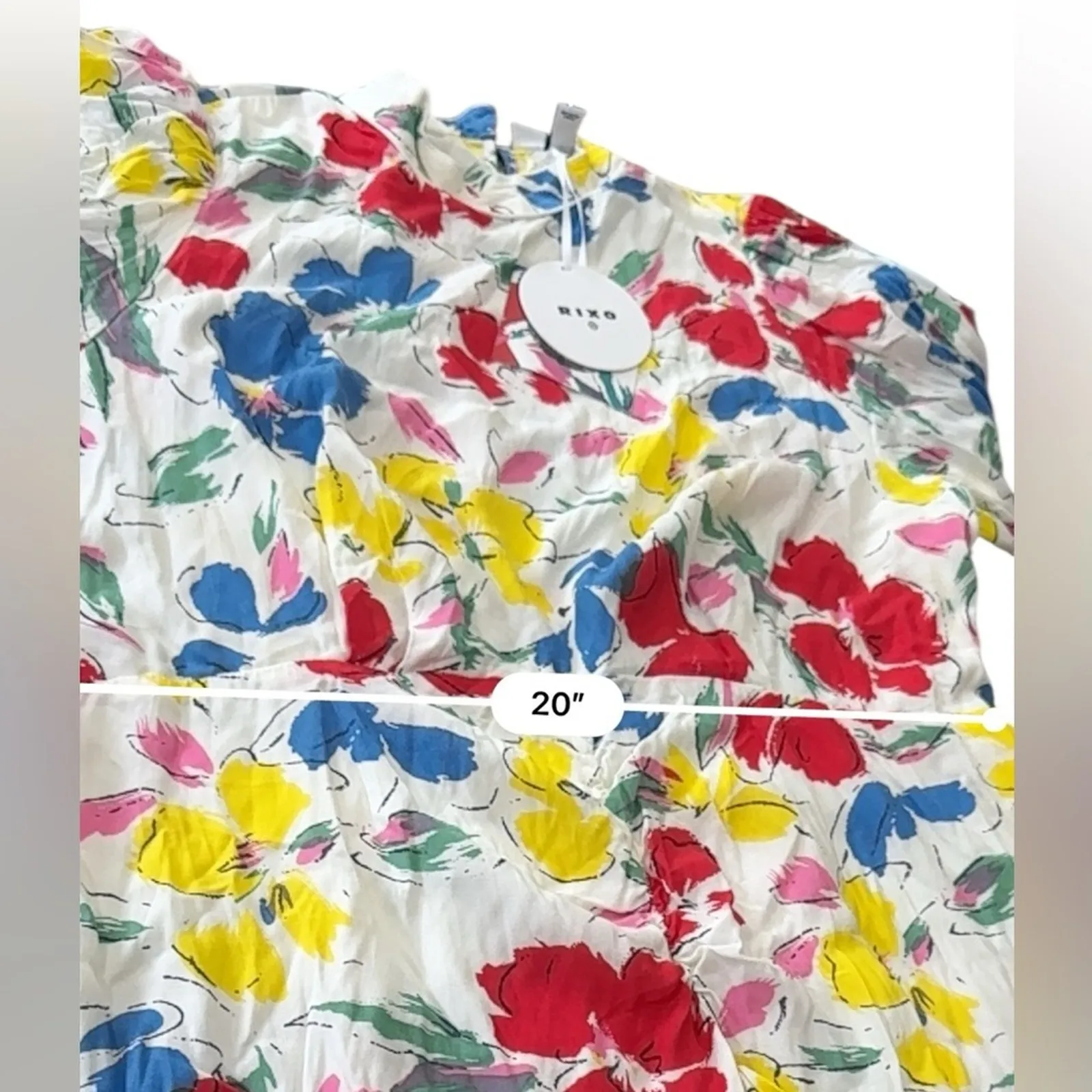 RIXO x Target Floral Mock Neck Cascade Ruffle Dress Floral NEW Size 16/18W PLUS Red - Image 12