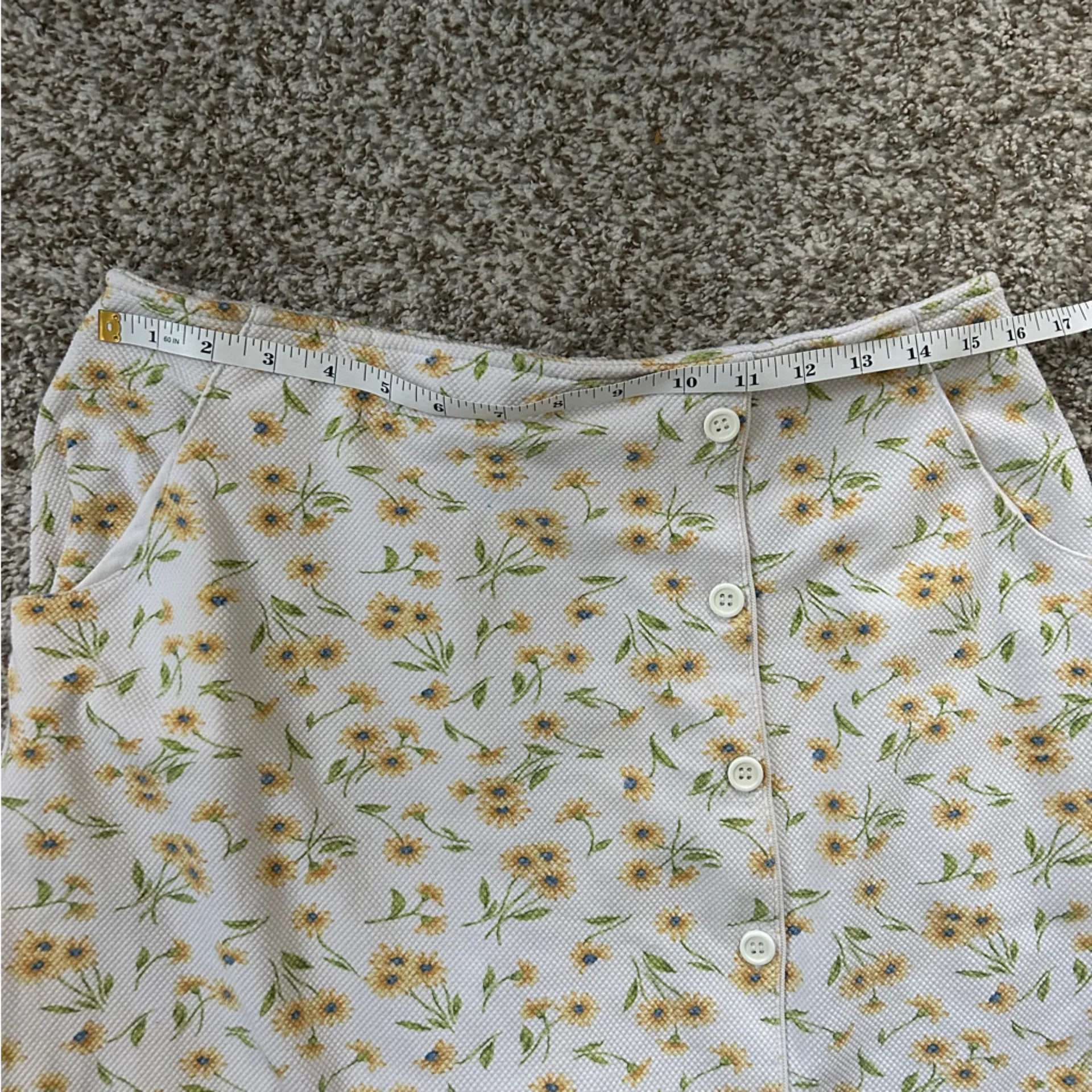 Dress Barn Vintage Cream Floral Button-Down Skort Casual Stretch 90s - Image 4