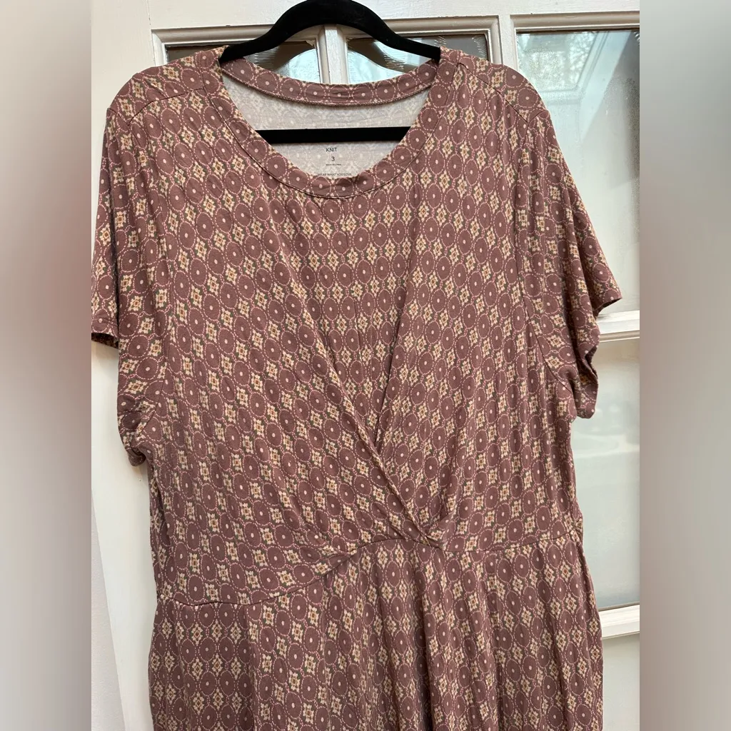 Torrid Skater Mini Dress Elegant Mauve Floral Stretchy Jersey Knit Plus Size 3X - Image 5