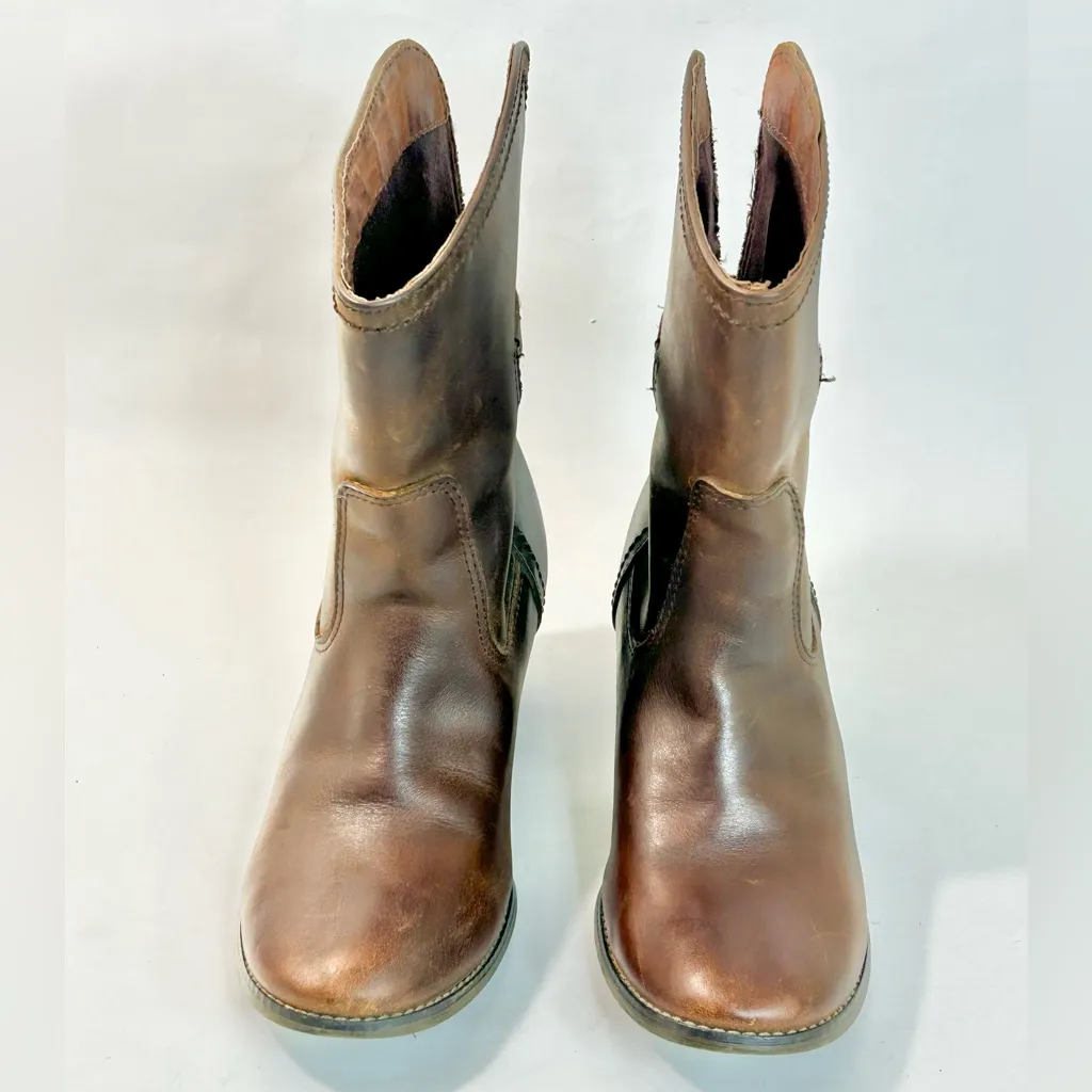 Harley Davidson Brown Leather Western Boot with Stacked Heel size 5.5 - Image 4