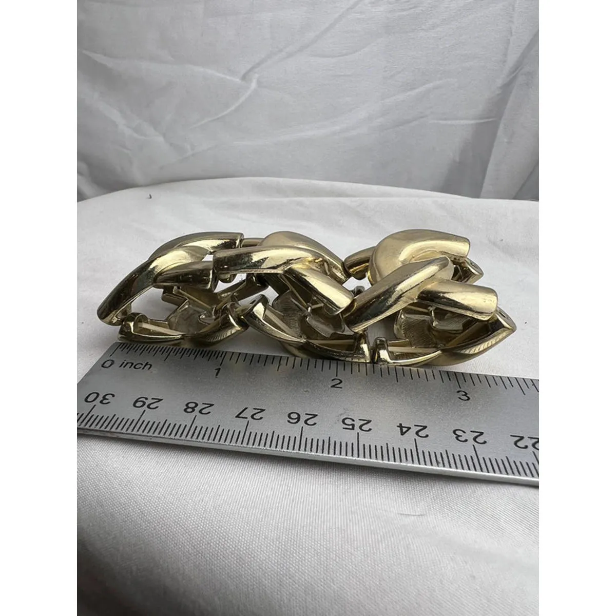 vintage gold toned chain linked art deco bangle bracelet - Image 4