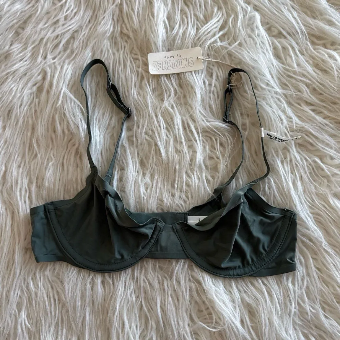 Aerie Smoothez Mesh Full Coverage Unlined Bra 32B Royal Palm - Image 2