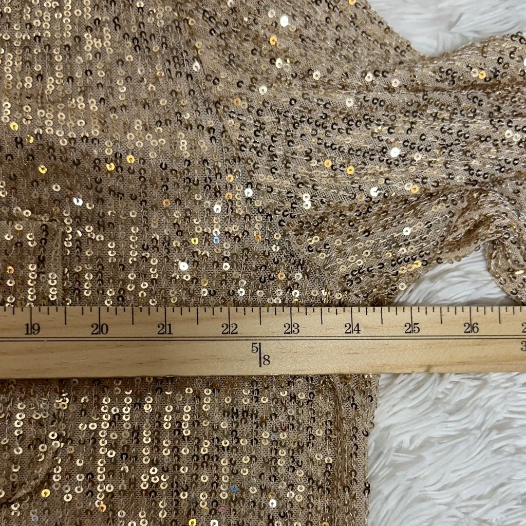 POL Glittering Sequin Shirt in Gold - Image 8